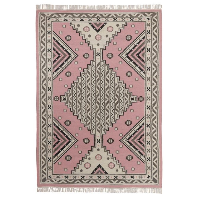 IKEA JORDLOSE Rug Handmade 63 x 91'' Flatwoven Pink Wool Carpet 305.047.68