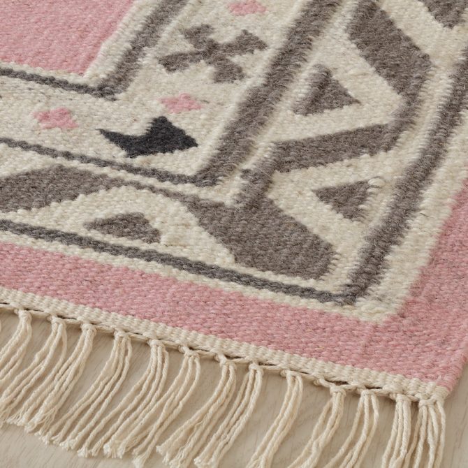 IKEA JORDLOSE Rug Handmade 63 x 91'' Flatwoven Pink Wool Carpet 305.047.68