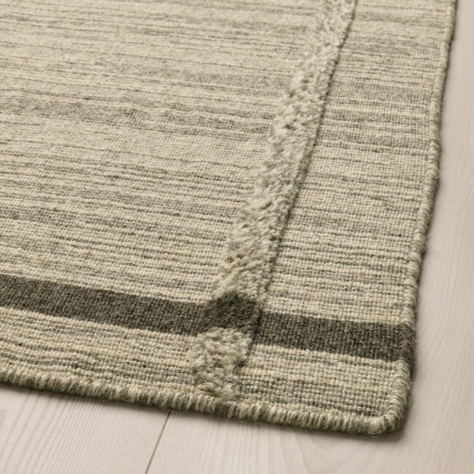 IKEA HOJET Rug Wool Flatwoven Handmade Beige 77x52" Area Carpet 203.820.41